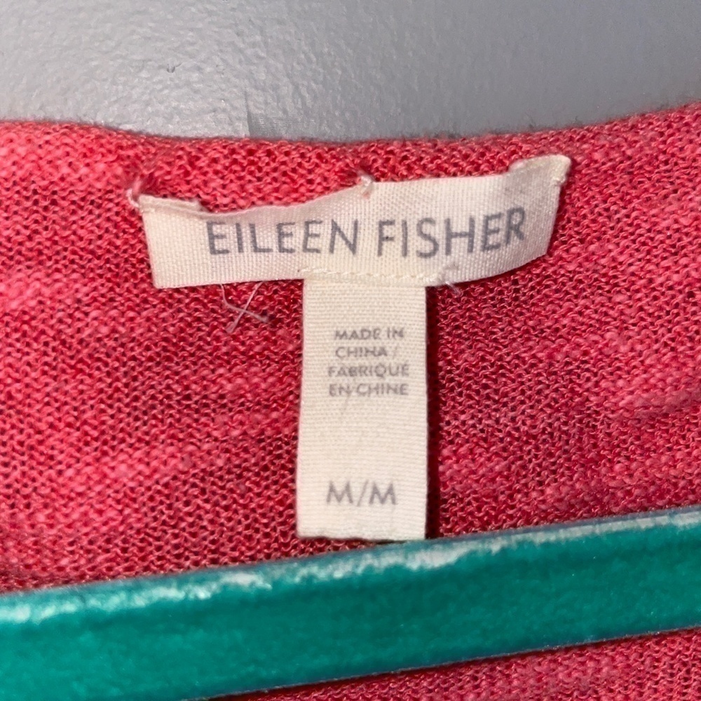 EUC Eileen Fisher Organic Linen Short Boat Neck Tee Watermelon Size Medium - Picture 3 of 6